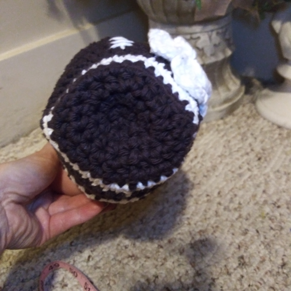 Baby Girl Hand Crocheted Football Themed Beanie - Picture 6 of 8